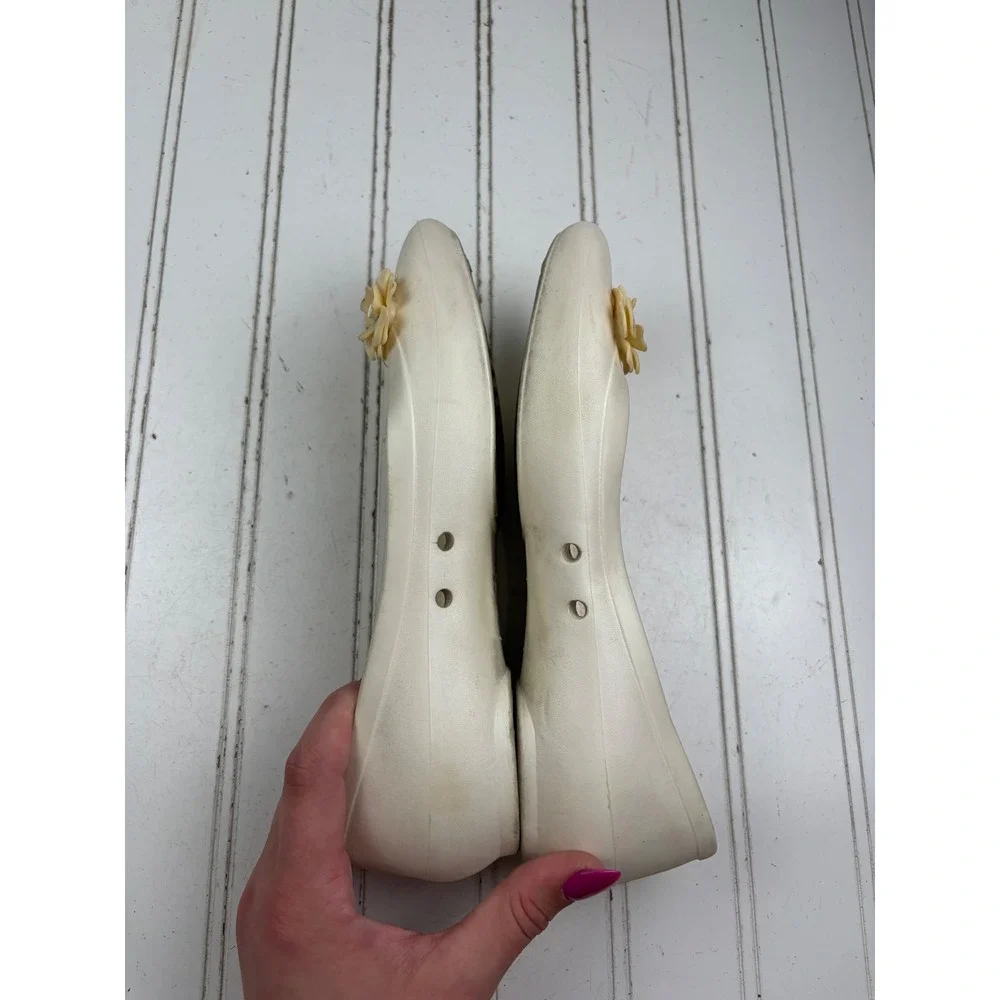Crocs Lina Flower White Comfort Ballet Flats Women's Size 6